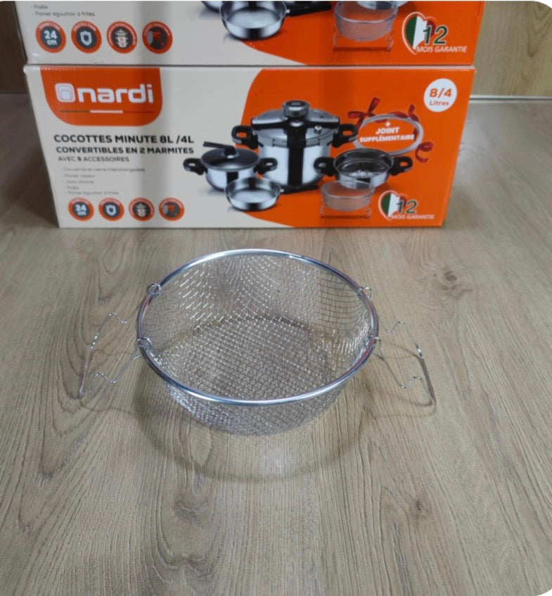 Cocotte Minute NARDI 8L+4L avec sauteuse inox 18.10 ORIGINAL