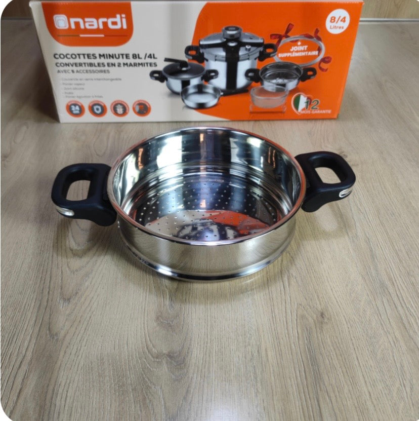 Cocotte Minute NARDI 8L+4L avec sauteuse inox 18.10 ORIGINAL