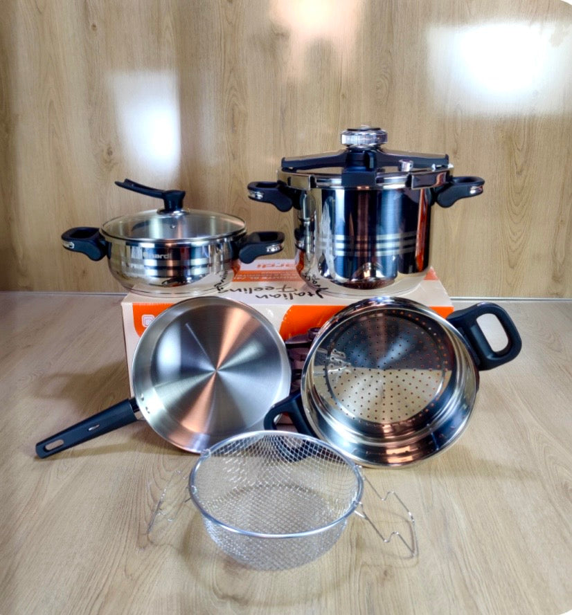 Cocotte Minute NARDI 8L+4L avec sauteuse inox 18.10 ORIGINAL
